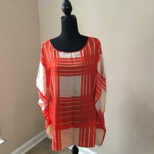 Coldwater Creek Women’s Geo Print Kimono Blouse Tunic Size XL/1X EUC